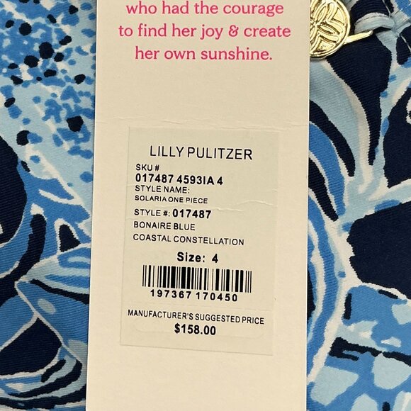 Lilly Pulitzer Solaria Women's Size 4 Blue Coastal One Piece Swimsuit NWT - Picture 3 of 4